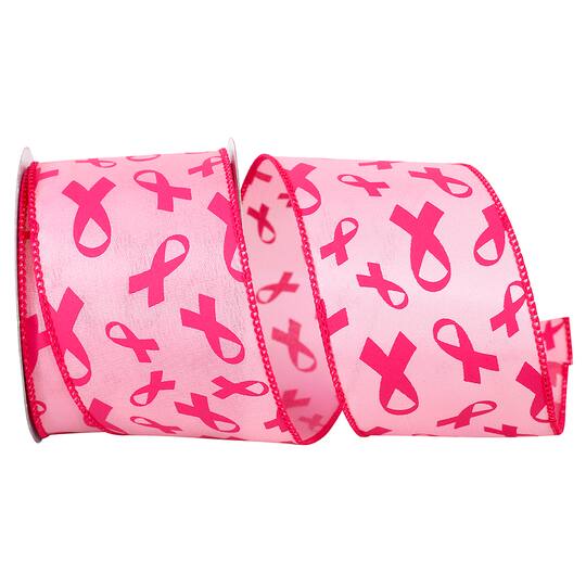 JAM Paper 2.5" x 10yd. Pink Breast Cancer Awareness Wired Ribbon